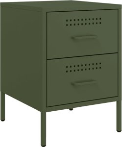 vidaXL Szafki nocne, 2 szt., oliwkowa zieleń, 36x39x50,5 cm, stal 5