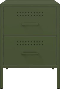 vidaXL Szafki nocne, 2 szt., oliwkowa zieleń, 36x39x50,5 cm, stal 6