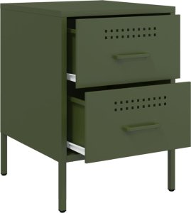 vidaXL Szafki nocne, 2 szt., oliwkowa zieleń, 36x39x50,5 cm, stal 9
