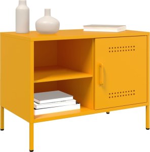 vidaXL Szafka pod telewizor, musztardowa, 68x39x50,5 cm, stalowa 4
