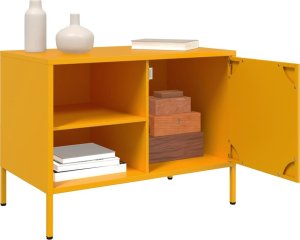 vidaXL Szafka pod telewizor, musztardowa, 68x39x50,5 cm, stalowa 5