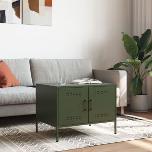 vidaXL Stolik kawowy, oliwkowy, 68x50x50,5 cm, stal walcowana na zimno 2