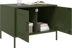 vidaXL Stolik kawowy, oliwkowy, 68x50x50,5 cm, stal walcowana na zimno 3