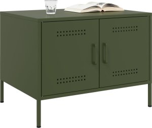 vidaXL Stolik kawowy, oliwkowy, 68x50x50,5 cm, stal walcowana na zimno 4