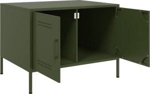 vidaXL Stolik kawowy, oliwkowy, 68x50x50,5 cm, stal walcowana na zimno 8