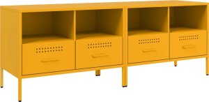 vidaXL Szafki RTV, 2 szt., musztardowe, 68x39x50,5 cm, stal walcowana 2