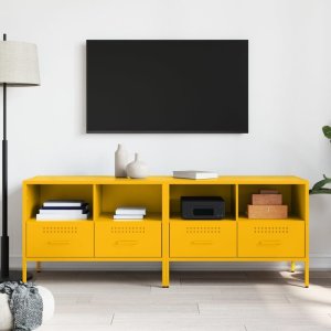 vidaXL Szafki RTV, 2 szt., musztardowe, 68x39x50,5 cm, stal walcowana 3