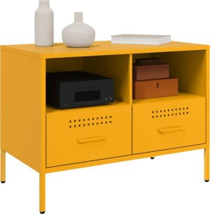vidaXL Szafki RTV, 2 szt., musztardowe, 68x39x50,5 cm, stal walcowana 4