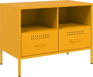 vidaXL Szafki RTV, 2 szt., musztardowe, 68x39x50,5 cm, stal walcowana 6