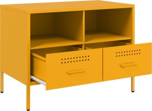 vidaXL Szafki RTV, 2 szt., musztardowe, 68x39x50,5 cm, stal walcowana 10