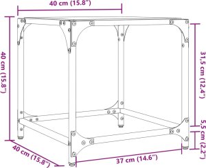 vidaXL Stolik kawowy ze szklanym blatem, 40x40x40 cm, stal 9