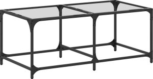 vidaXL Stolik kawowy ze szklanym blatem, 98,5x50x40 cm, stal 2
