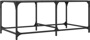 vidaXL Stolik kawowy z czarnym, szklanym blatem, 98,5x50x40 cm, stal 6