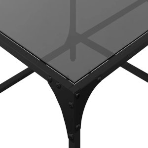 vidaXL Stolik kawowy z czarnym, szklanym blatem, 98,5x50x40 cm, stal 7