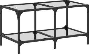 vidaXL Stolik kawowy ze szklanym blatem, 78,5x40x40 cm, stal 2