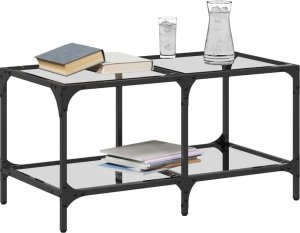 vidaXL Stolik kawowy ze szklanym blatem, 78,5x40x40 cm, stal 3