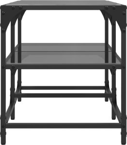 vidaXL Stolik kawowy z czarnym, szklanym blatem, 78,5x40x45 cm, stal 5