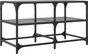 vidaXL Stolik kawowy z czarnym, szklanym blatem, 78,5x40x45 cm, stal 6