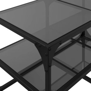 vidaXL Stolik kawowy z czarnym, szklanym blatem, 78,5x40x45 cm, stal 8