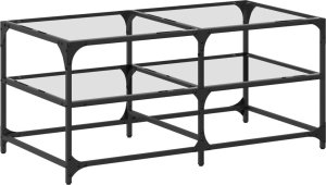 vidaXL Stolik kawowy ze szklanym blatem, 98,5x50x45 cm, stal 2