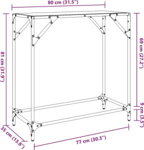 vidaXL Stolik konsolowy z przezroczystym, szklanym blatem, 80x35x81 cm 9