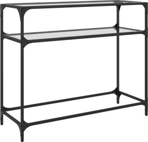 vidaXL Stolik konsolowy z przezroczystym, szklanym blatem, 98x35x81 cm 2