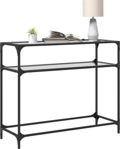 vidaXL Stolik konsolowy z przezroczystym, szklanym blatem, 98x35x81 cm 3