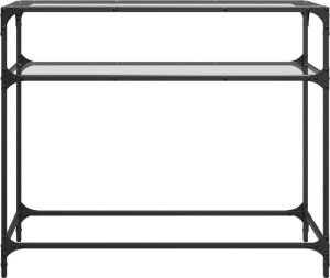 vidaXL Stolik konsolowy z przezroczystym, szklanym blatem, 98x35x81 cm 4