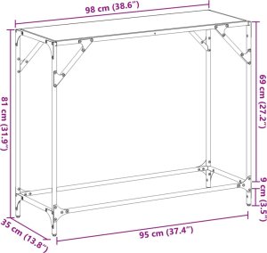 vidaXL Stolik konsolowy z przezroczystym, szklanym blatem, 98x35x81 cm 9