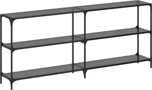 vidaXL Stolik konsolowy z czarnym, szklanym blatem, 194,5x30x81 cm 2