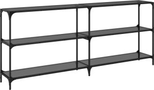 vidaXL Stolik konsolowy z czarnym, szklanym blatem, 194,5x30x81 cm 6