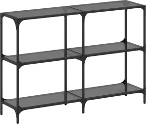 vidaXL Stolik konsolowy z czarnym, szklanym blatem, 118,5x30x81 cm 2
