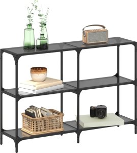 vidaXL Stolik konsolowy z czarnym, szklanym blatem, 118,5x30x81 cm 3
