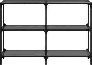 vidaXL Stolik konsolowy z czarnym, szklanym blatem, 118,5x30x81 cm 4