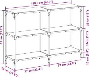 vidaXL Stolik konsolowy z czarnym, szklanym blatem, 118,5x30x81 cm 9