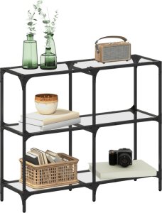 vidaXL Stolik konsolowy z przezroczystym, szklanym blatem, 98x30x81 cm 3