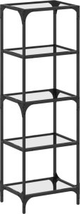 vidaXL Regał z przezroczystymi, szklanymi półkami, 40x30x123 cm, stal 2