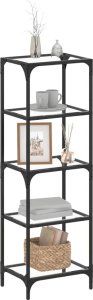 vidaXL Regał z przezroczystymi, szklanymi półkami, 40x30x123 cm, stal 3