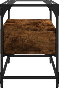 vidaXL Szafka pod TV ze szklanym blatem, przydymiony dąb, 60x35x51 cm 5