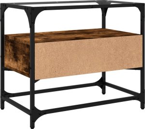 vidaXL Szafka pod TV ze szklanym blatem, przydymiony dąb, 60x35x51 cm 6