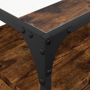 vidaXL Szafka pod TV ze szklanym blatem, przydymiony dąb, 60x35x51 cm 8