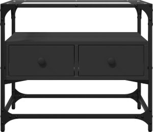 vidaXL Szafka pod TV ze szklanym blatem, czarna, 60x35x51 cm 4