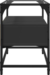 vidaXL Szafka pod TV ze szklanym blatem, czarna, 60x35x51 cm 5