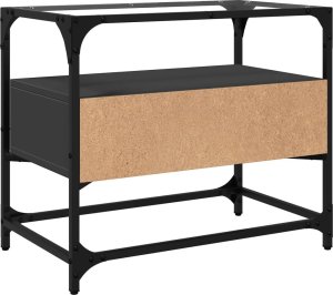 vidaXL Szafka pod TV ze szklanym blatem, czarna, 60x35x51 cm 6