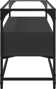 vidaXL Szafka pod TV ze szklanym blatem, czarna, 98x35x51 cm 5