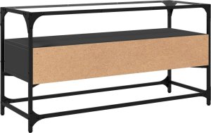 vidaXL Szafka pod TV ze szklanym blatem, czarna, 98x35x51 cm 6