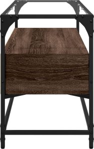 vidaXL Szafka pod TV ze szklanym blatem, brązowy dąb, 98x35x51 cm 5