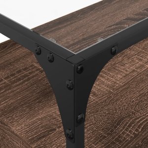 vidaXL Szafka pod TV ze szklanym blatem, brązowy dąb, 98x35x51 cm 8