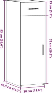 vidaXL Szafka, szary dąb sonoma 30x42,5x93 cm 11