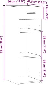 vidaXL Komoda, przydymiony dąb, 30x42,5x93 cm 10